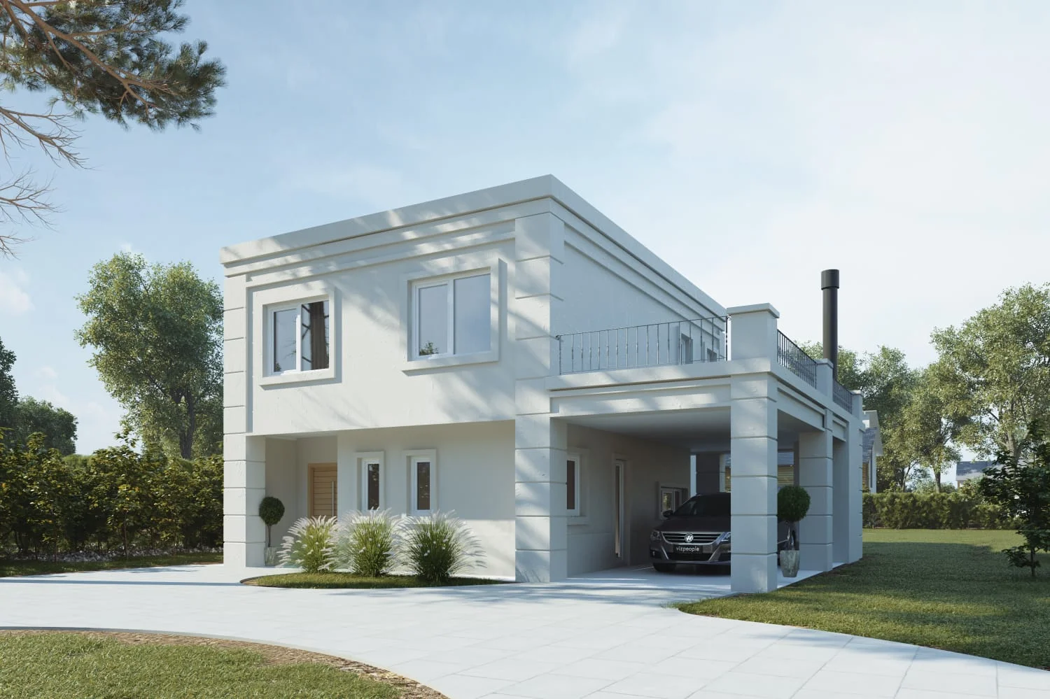 Lote 40 Escobar — render 3D de fachada con cochera